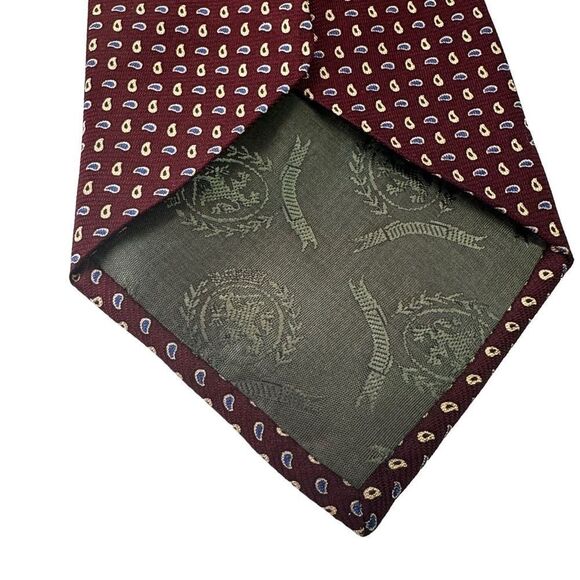 Vintage Tommy Hilfiger Silk Neck Burgundy Geometric Pattern Tie - Picture 5 of 7
